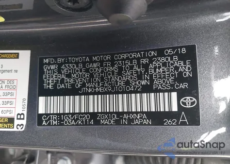 2018 Toyota C-Hr Xle Premium from USA, damaged, VIN JTNKHMBX9J1010472